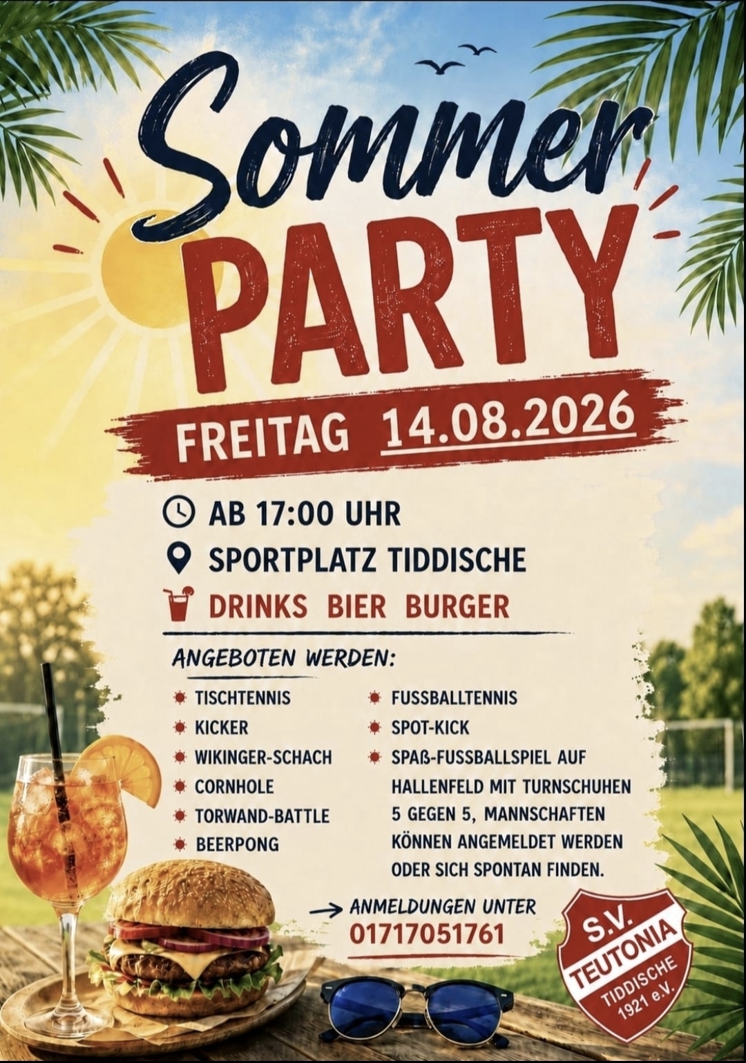 Flyer Sommerparty SV Teutonia Tiddische