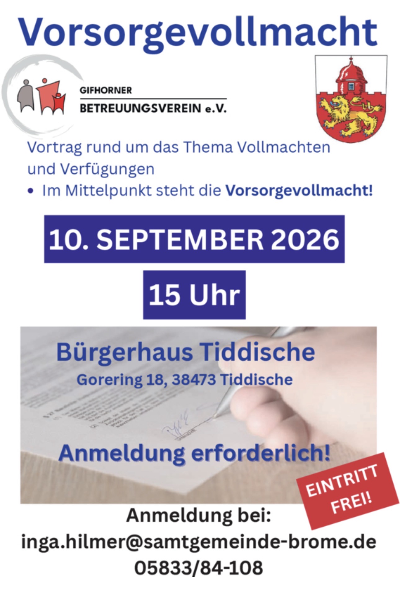 Flyer Vortrag Vorsorgevollmacht